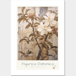 Timeless Elegance: Old Poster Featuring a Blossoming Magnolia Tree Branch Posters and Art